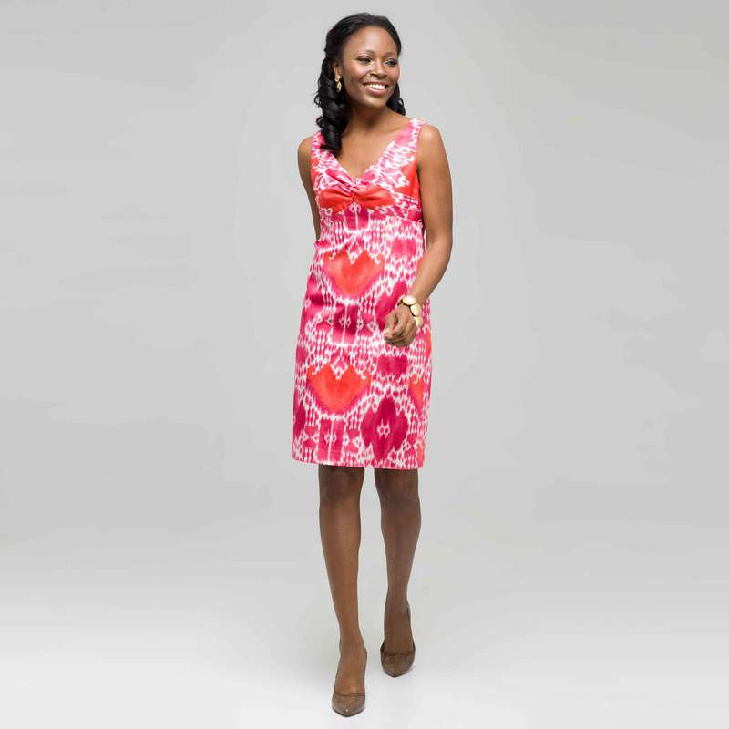 Mixed Floral Color Twist Front Dress, Hot Pink Combo, large image number 0